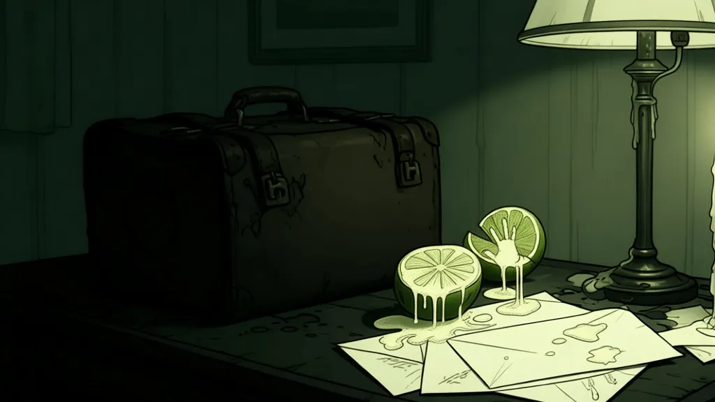 An old medical bag beside letters and a pale handprint on limes